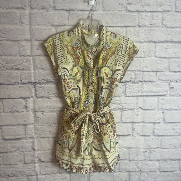 Stile Collection Women’s Earthy Boho Belted Linen Blend  Romper Size Small - Picture 1 of 9